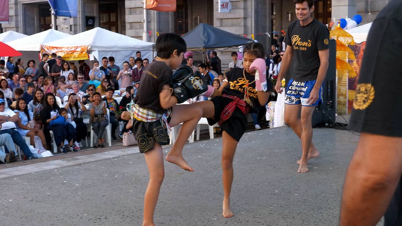 Muay Thai Fight Juniors Demo Songkran Festival 2018 Perth Australia