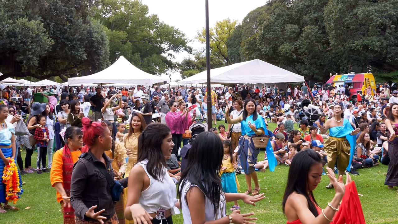 Songkran festival dance Hyde Park Perth Australia