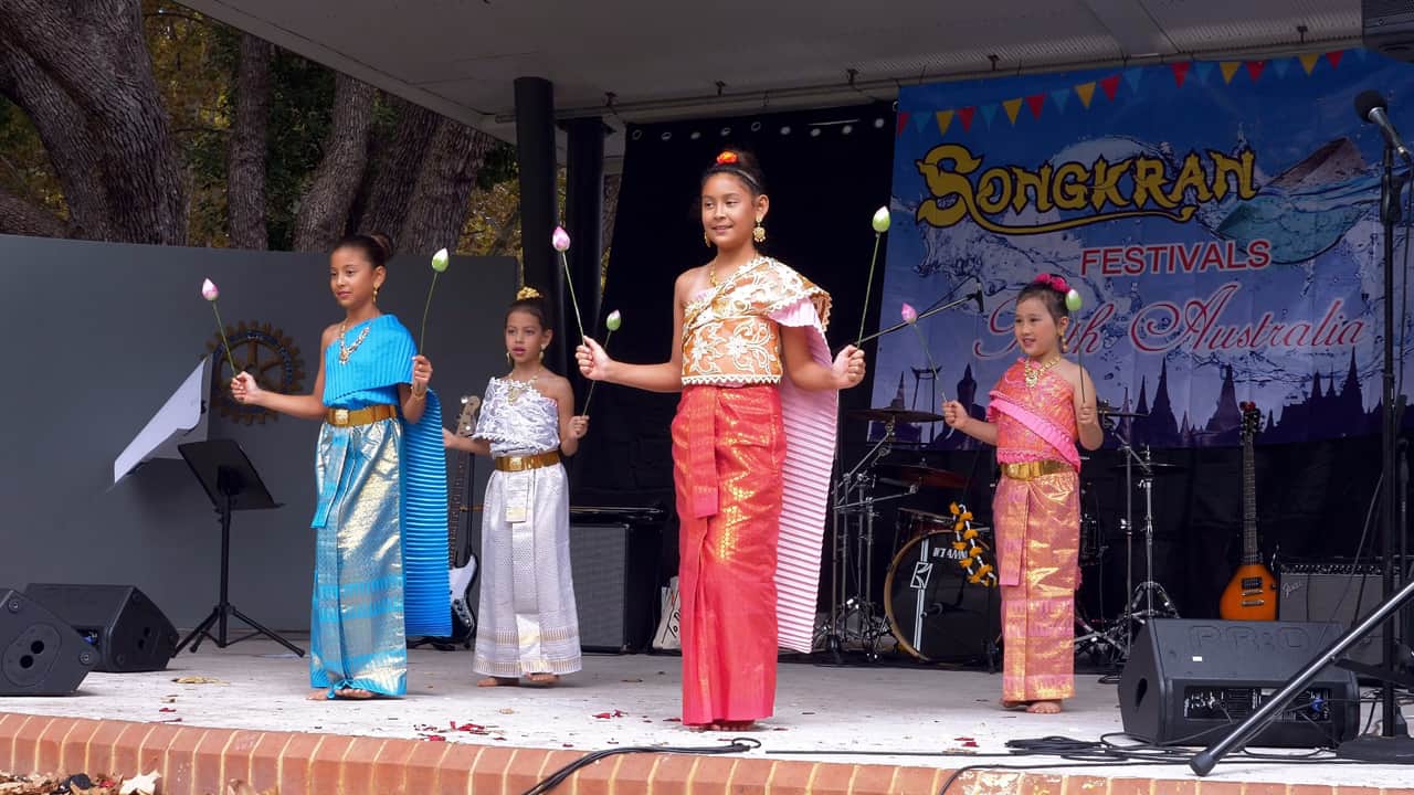 Traditional Thai Flowers Dance Songkran Hyde Park Perth Australia